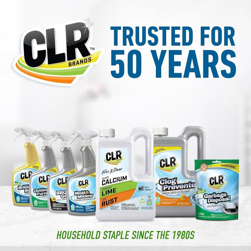 CLR Brands® Calcium, Lime & Rust Remover Free & Clear, No Dyes or Fragrances, Gentle Lime and Bathroom Descaler, Removes Hard Water Stains and Rust Deposits, 26 Oz Bottle (Pack of 1) - Image 5